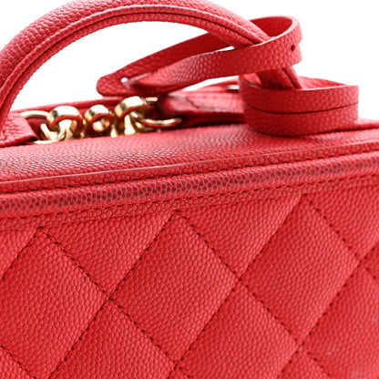Chanel Caviar Quilted Small CC Filigree Vanity Case Red 15 of 15
