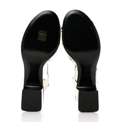 Chanel Printed Lambskin CC Sandals 40.5 White Black 5 of 12