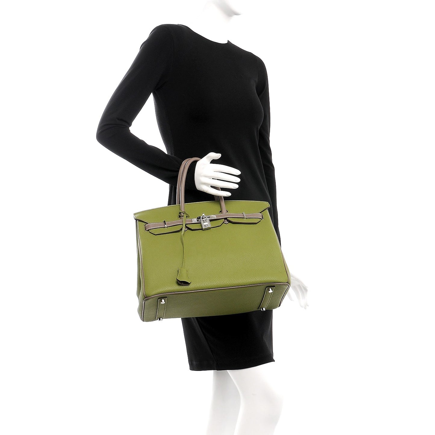 Togo Bi Color Horseshoe Birkin 35 Vert Anis Etoupe