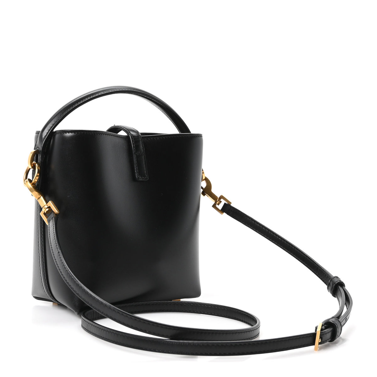 Shiny Calfskin Le 37 Mini Bucket Bag Black