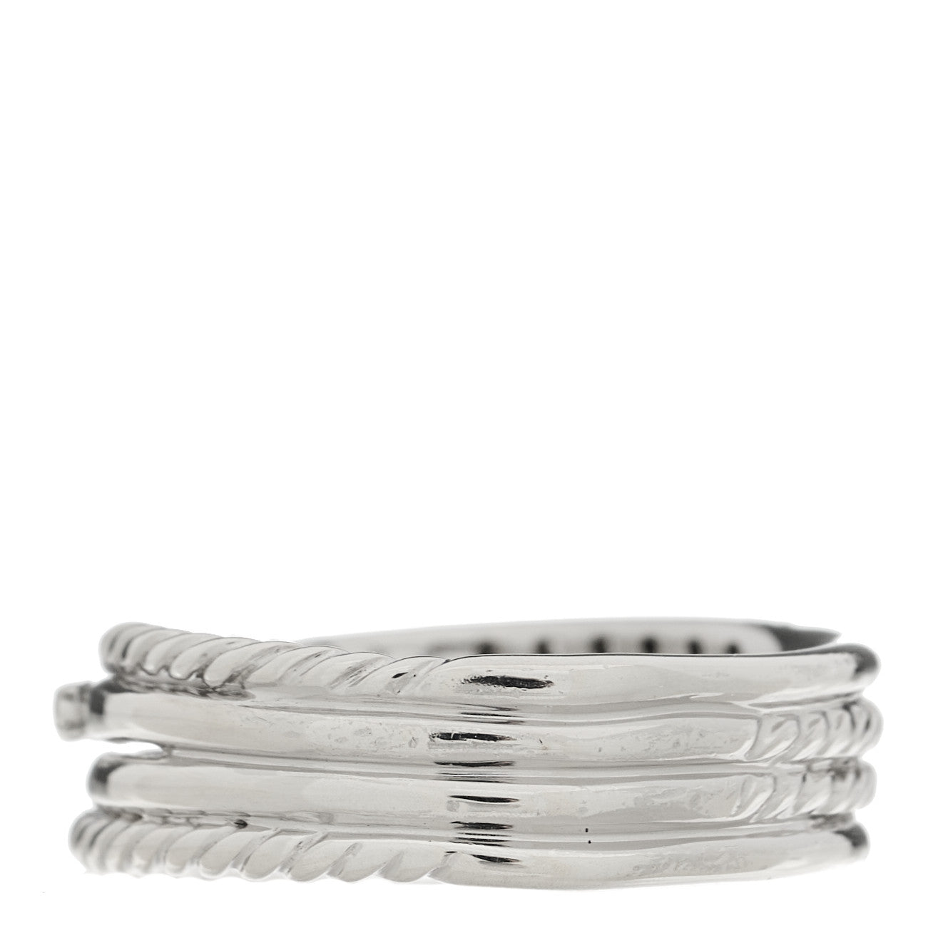 David Yurman Sterling Silver 14K White Gold Diamond 7mm Crossover Ring 59 8.75 2 of 3