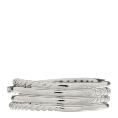 David Yurman Sterling Silver 14K White Gold Diamond 7mm Crossover Ring 59 8.75 2 of 3