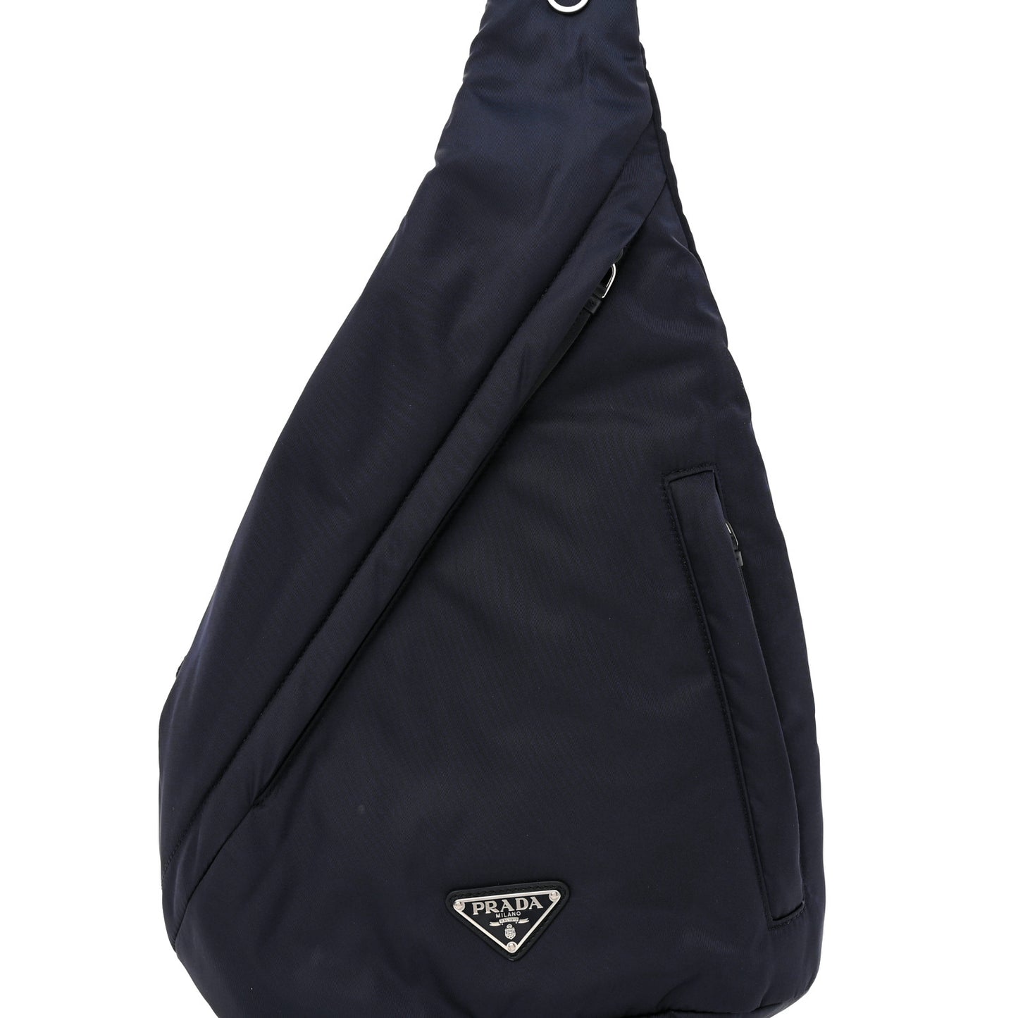Re-Nylon Vitello Metal Triangle Logo Sling Backpack Bleu