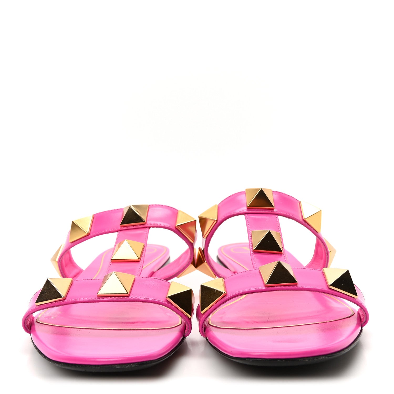 Valentino Garavani Calfskin Roman Stud Flat Sandals 40 Feminine Pink 3 of 9