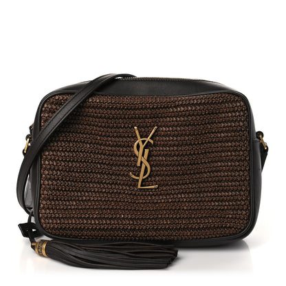 Saint Laurent Raffia Canvas Monogram Lou Camera Bag Dark Chocolate 1 of 8