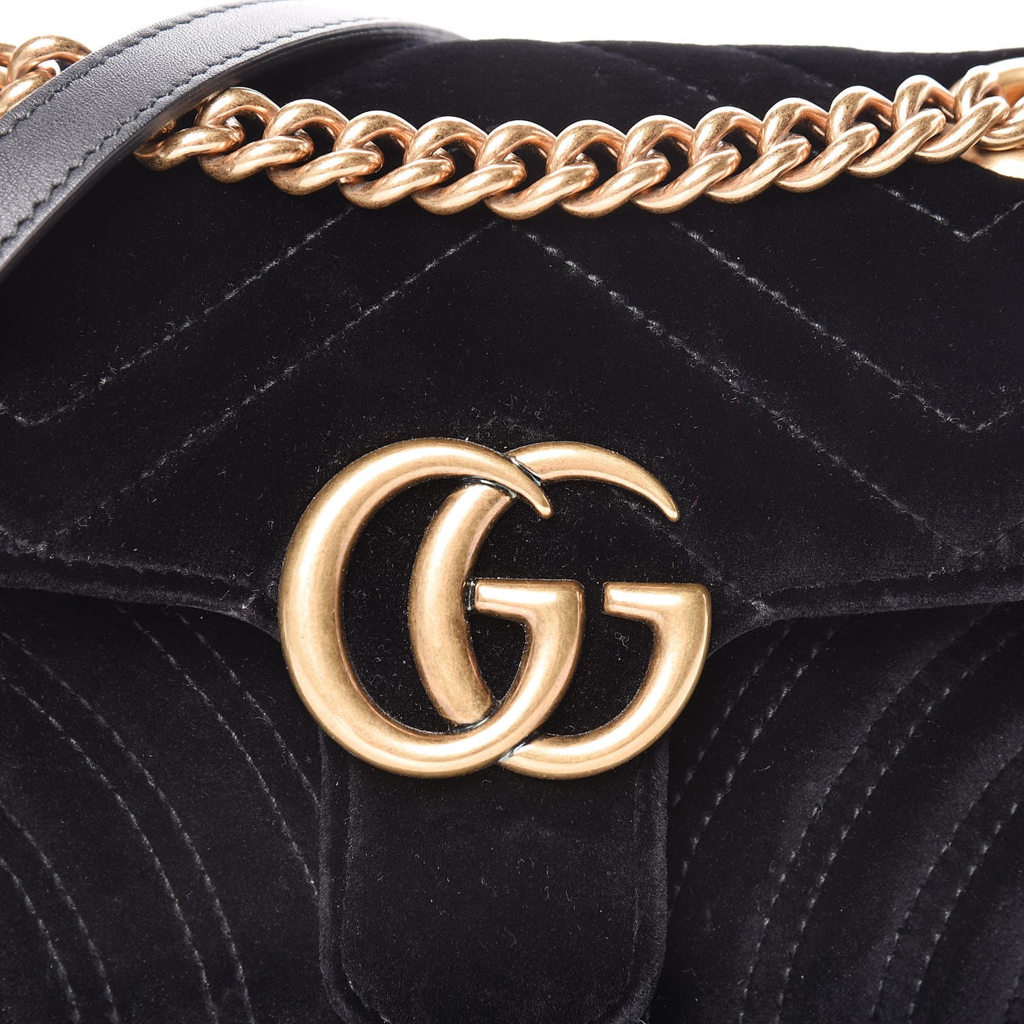 Velvet Matelasse Mini GG Marmont Shoulder Bag Black