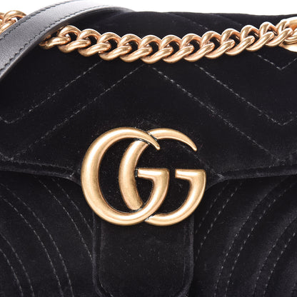 Gucci Velvet Matelasse Mini GG Marmont Shoulder Bag Black 8 of 17