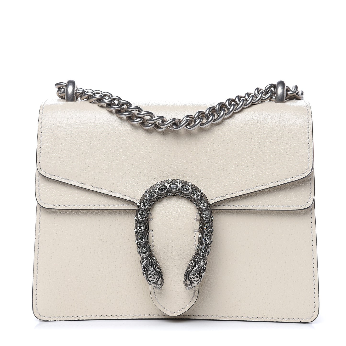 Textured Calfskin Crystal Mini Dionysus Shoulder Bag Mystic White