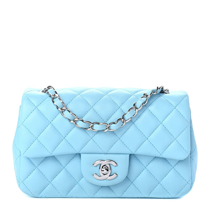 Chanel Lambskin Quilted Mini Rectangular Flap Neon Blue 1 of 4