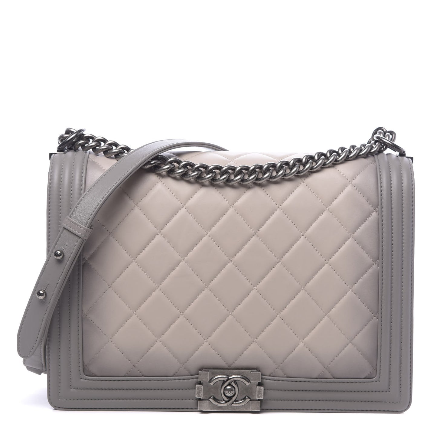 Calfskin Ombre Quilted Large Boy Flap Grey Beige