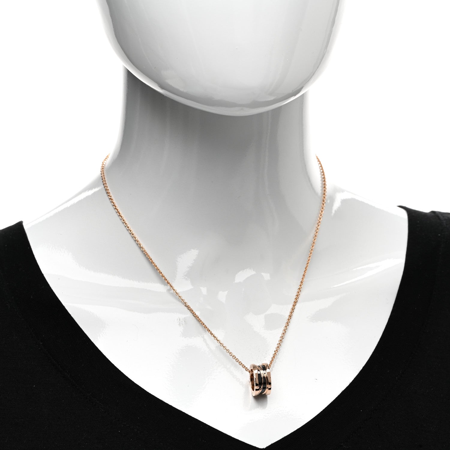 Bulgari 18K Rose Gold Ceramic B.Zero1 Legends Pendant Necklace Black 2 of 5