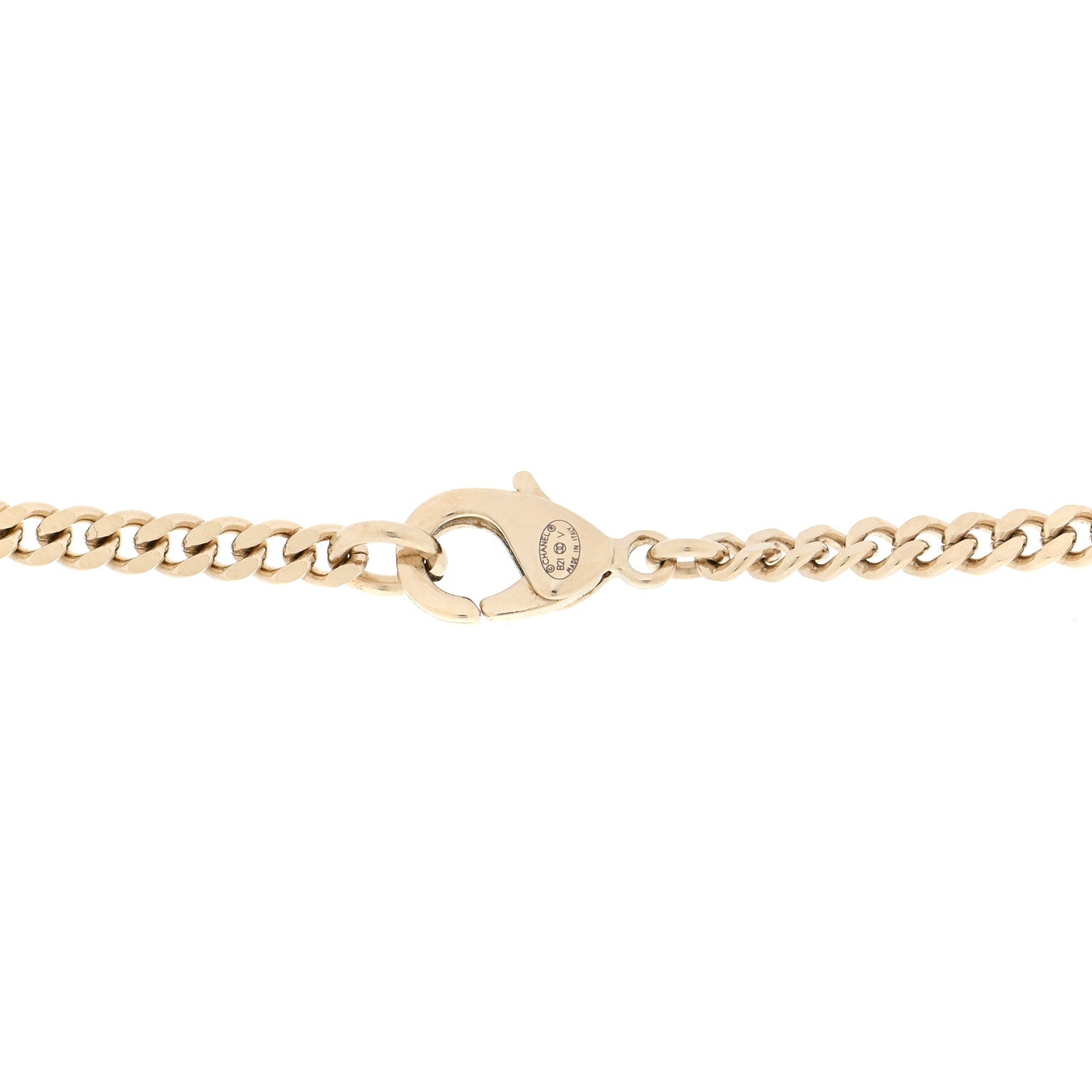 Chanel Crystal Dog Tag Charm Necklace Gold 5 of 5
