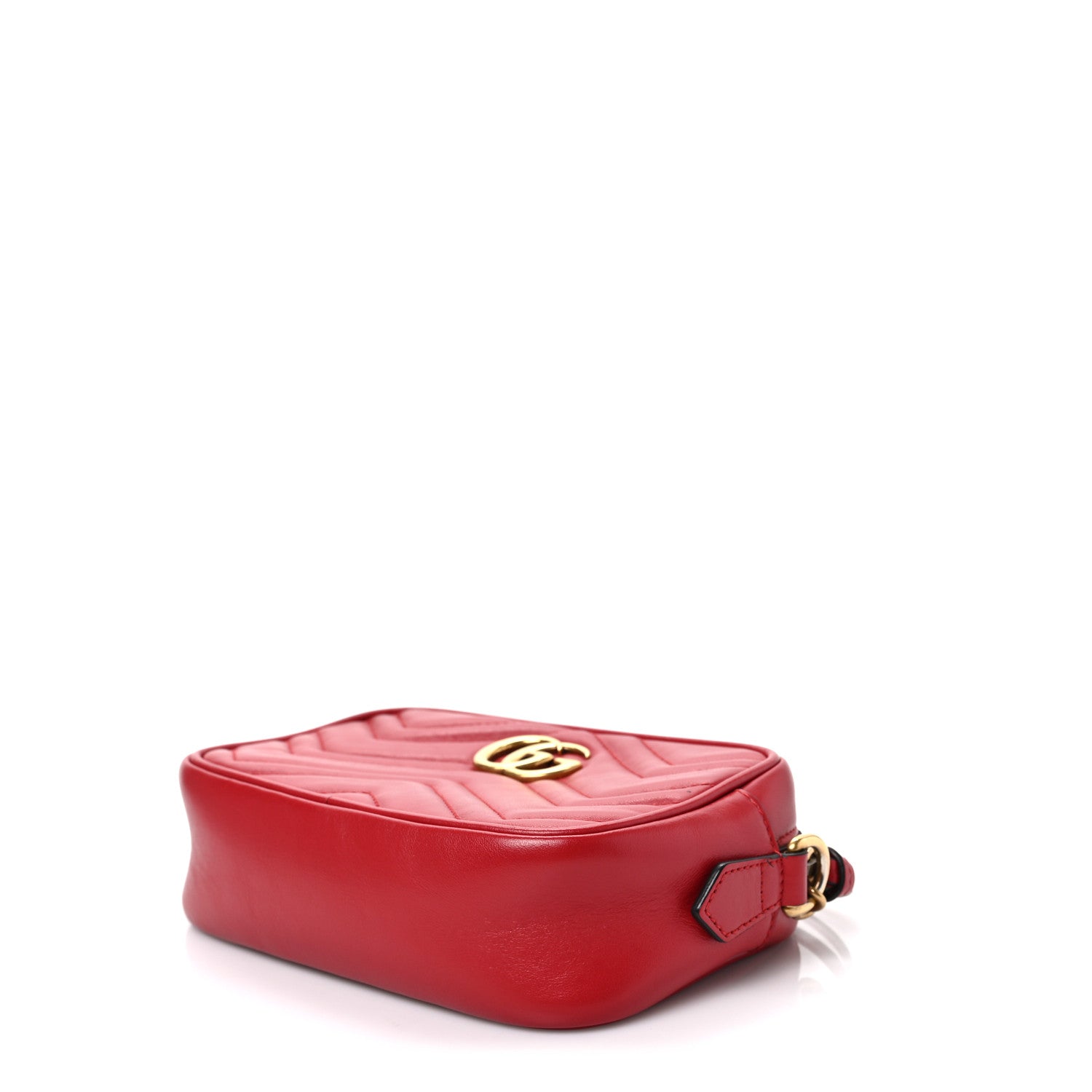 Gucci Calfskin Matelasse Mini GG Marmont Chain Shoulder Bag Hibiscus Red 9 of 9