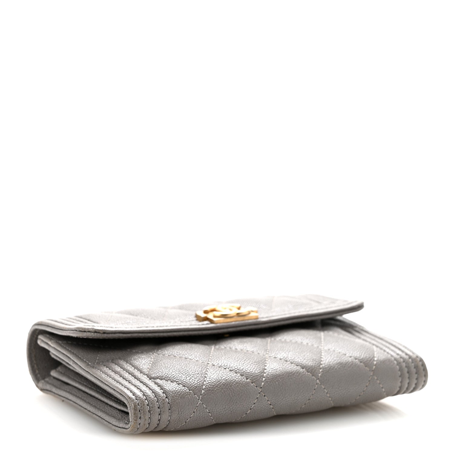 Chanel Caviar Quilted Medium Boy Flap Wallet Grey 4 of 10