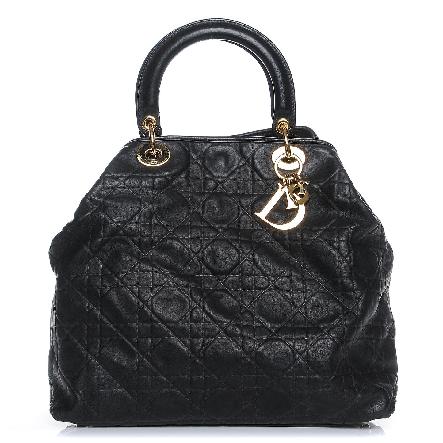 Lambskin Cannage Large Soft Lady Dior Shopping Tote Black