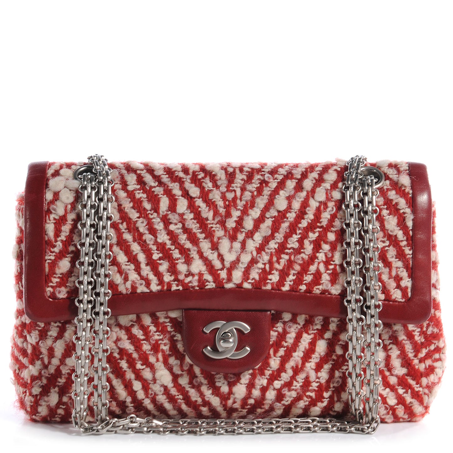 Chevron Tweed Medium Flap Red White