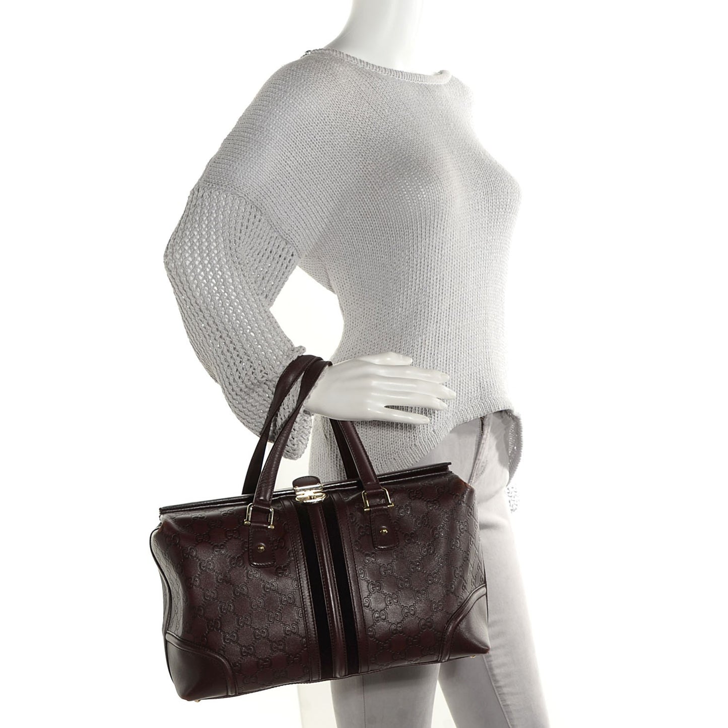 Guccissima Large Treasure Boston Dark Brown
