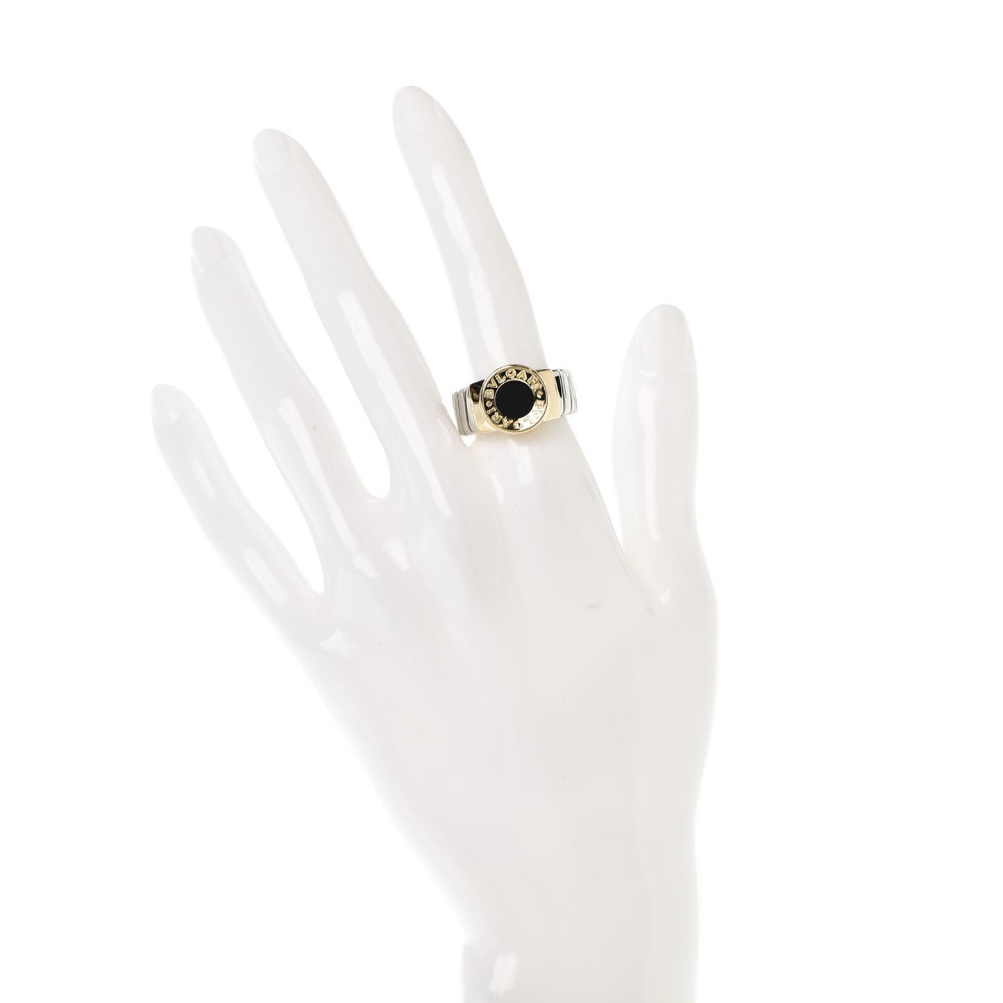 Stainless Steel 18K Yellow Gold Onyx Tubogas Ring 54 6.75