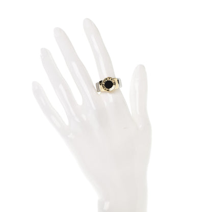 Bulgari Stainless Steel 18K Yellow Gold Onyx Tubogas Ring 54 6.75 2 of 5
