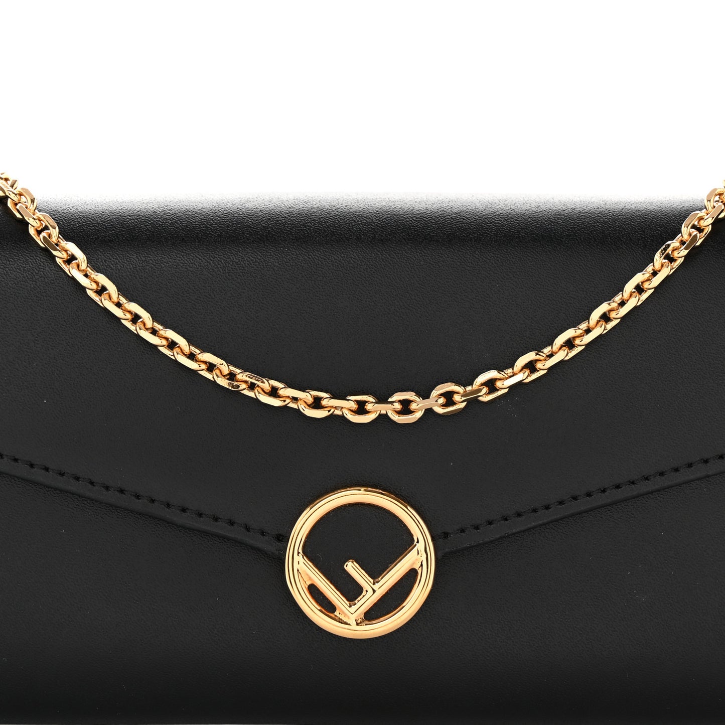 Vitello Liberty Lucido F is Fendi Continental Envelope Wallet on Chain Black
