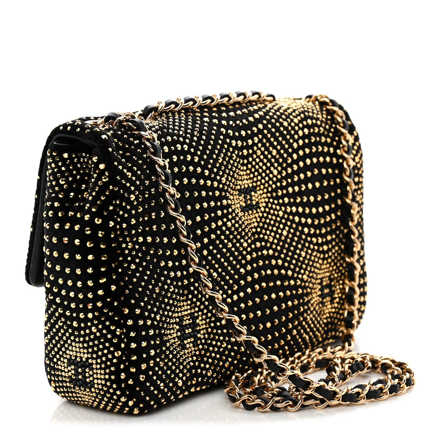 Velvet Strass Evening Flap Bag Black Gold
