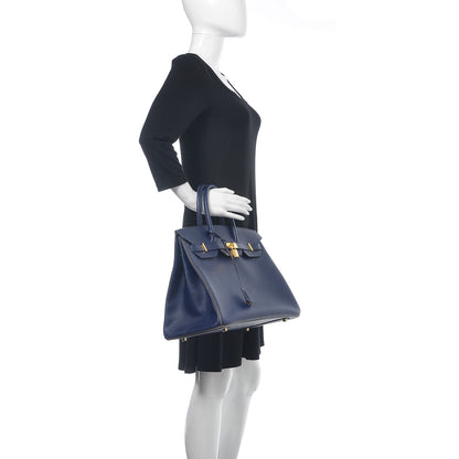 Hermes Epsom Horseshoe Birkin 35 Bleu Saphir Etain 2 of 35