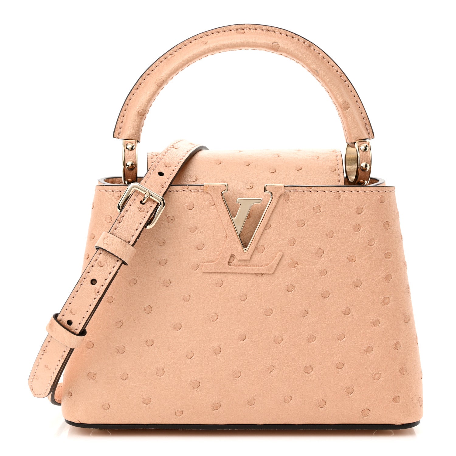 Louis Vuitton Ostrich Capucines Mini Rose Champagne 1 of 10