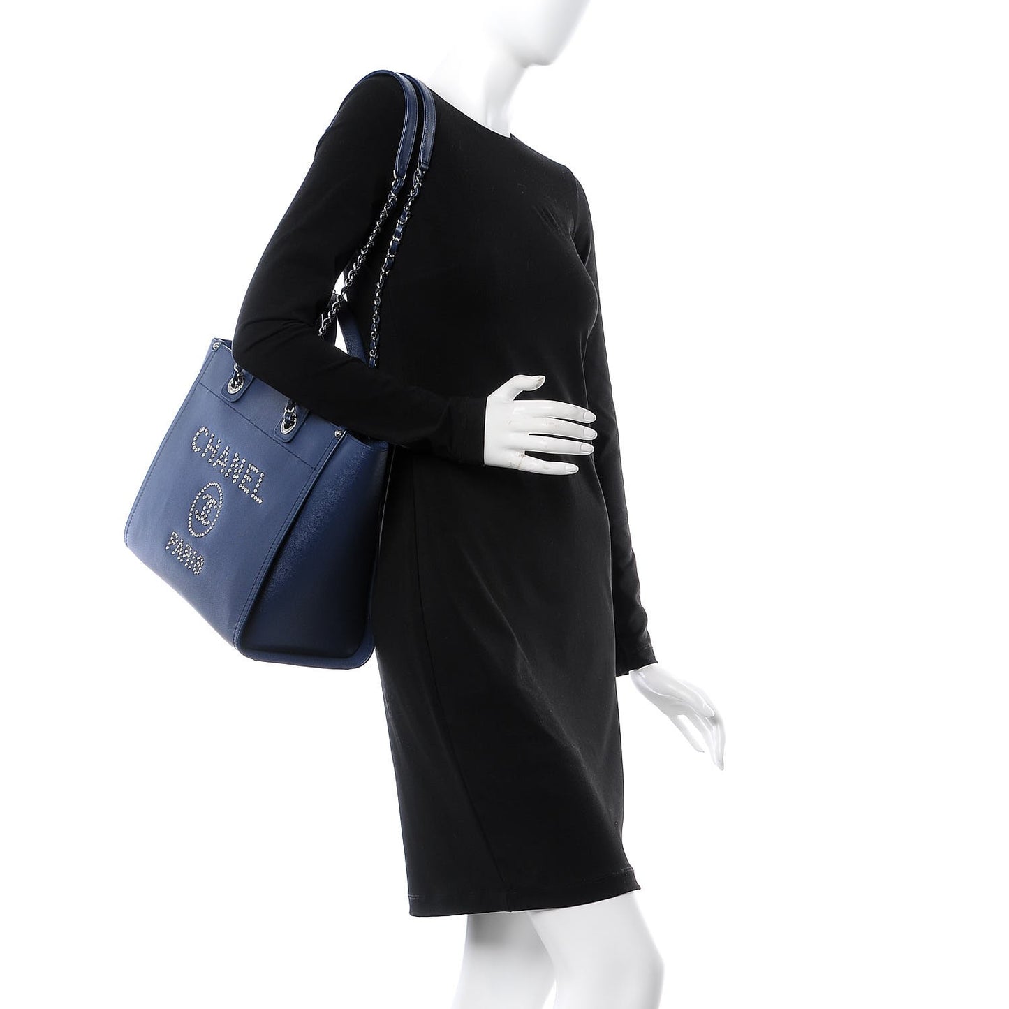 Caviar Small Studded Deauville Tote Navy