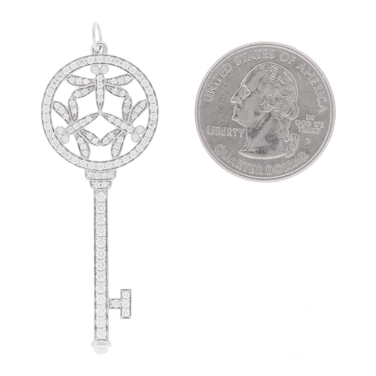Platinum Diamond Large Dragonfly Key Pendant