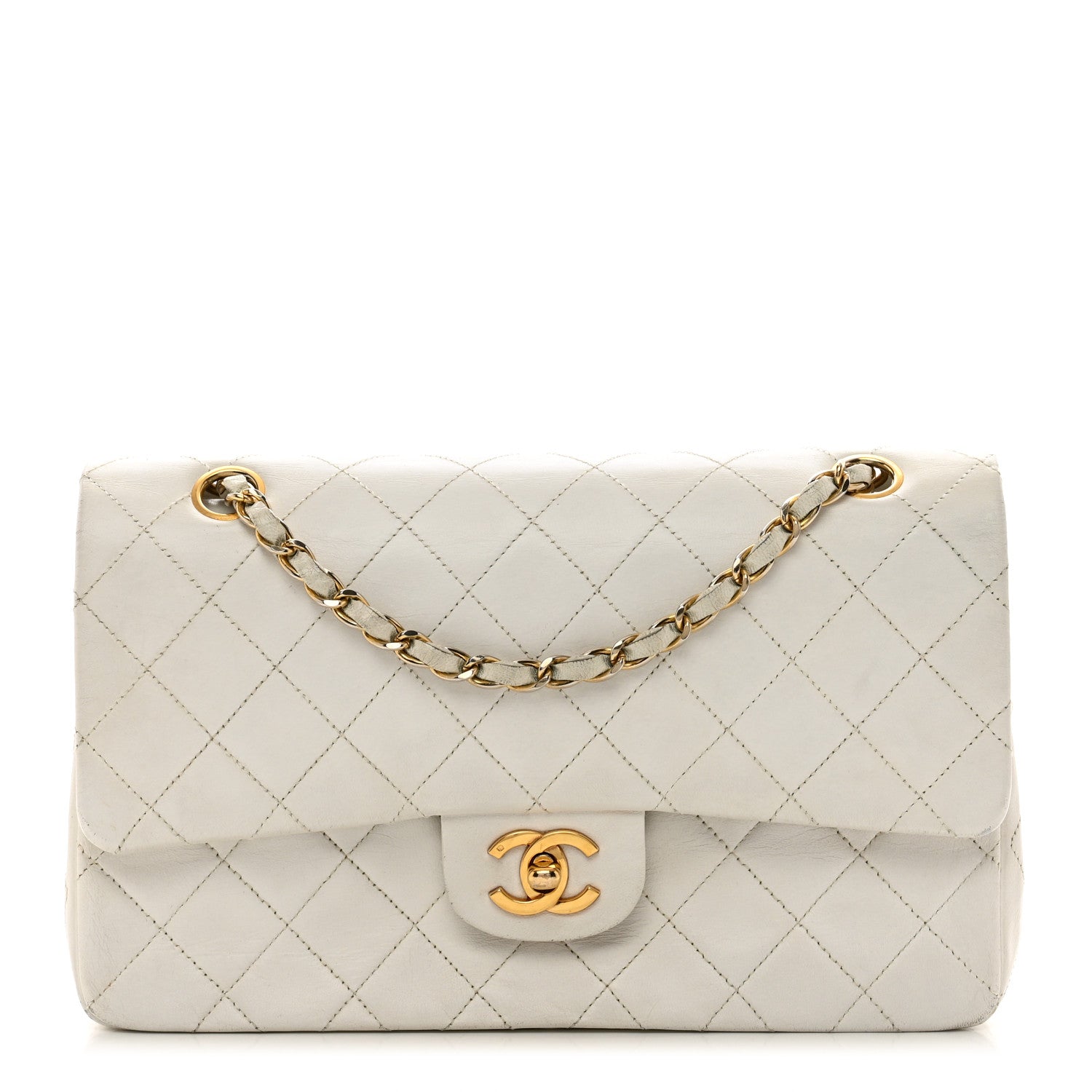 Chanel Lambskin Quilted Medium Double Flap White 1 of 15