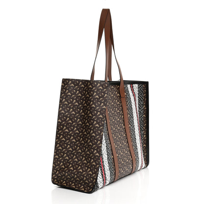 Burberry E-Canvas Monogram Stripe Book Tote Bridle Brown 5 of 13
