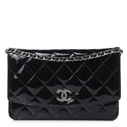 Chanel Patent Quilted Brilliant Wallet On Chain WOC Black 1 of 10