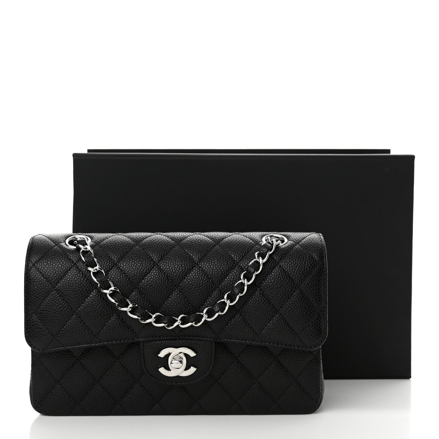 Caviar Quilted Small Double Flap Black