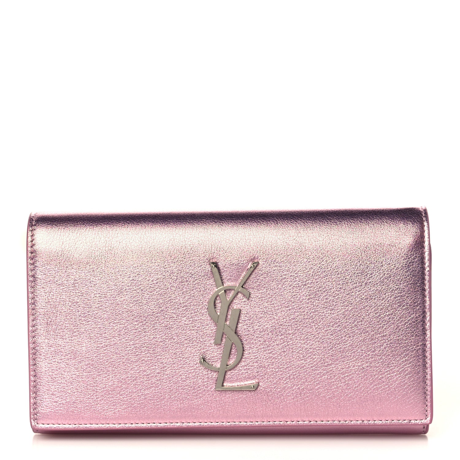 Saint Laurent Metallic Calfskin Classic Monogram Cassandre Wallet New Azalea 1 of 7