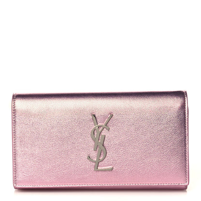 Saint Laurent Metallic Calfskin Classic Monogram Cassandre Wallet New Azalea 1 of 7