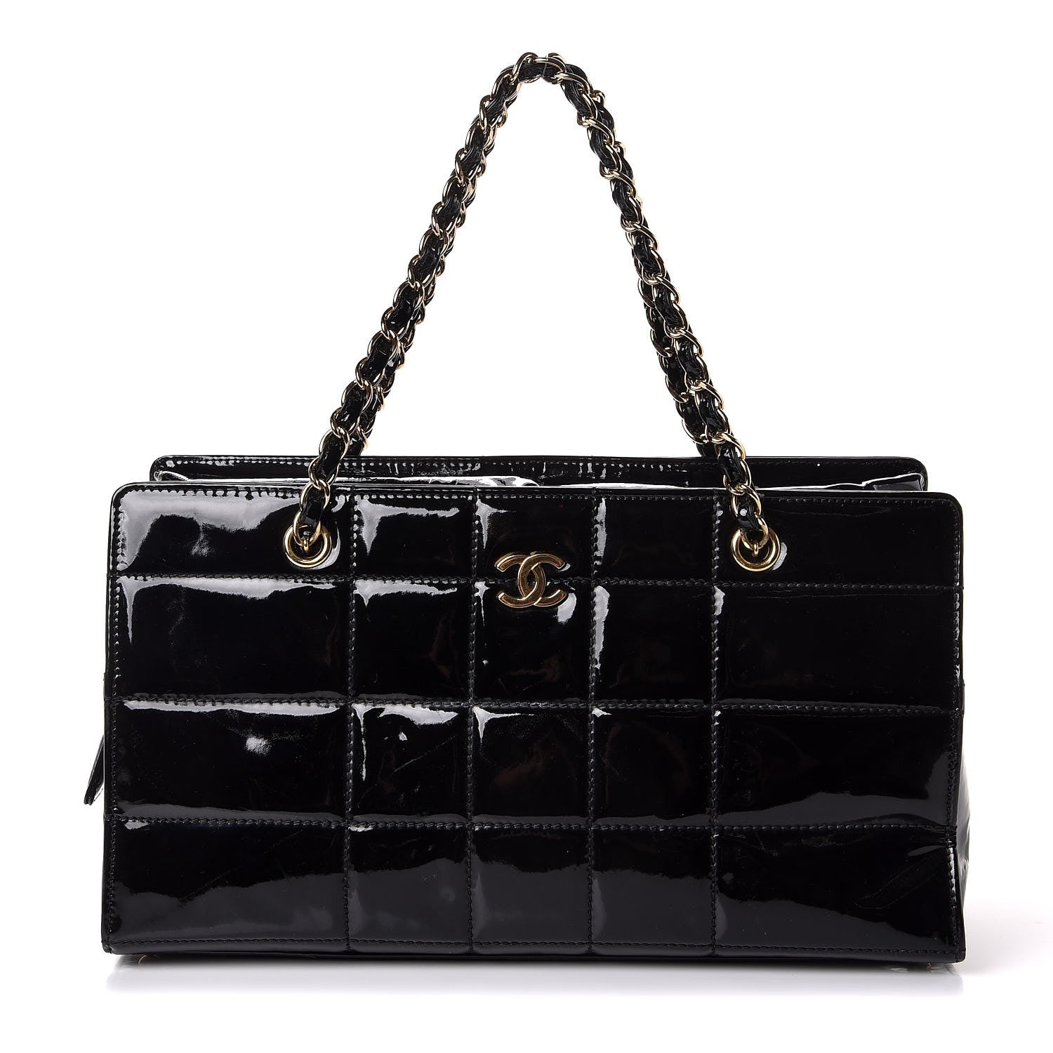 Chanel Patent Chocolate Bar CC Tote Black 1 of 7