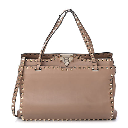 Valentino Garavani Vitello Rockstud Flip Lock Tote Alpaca 1 of 4