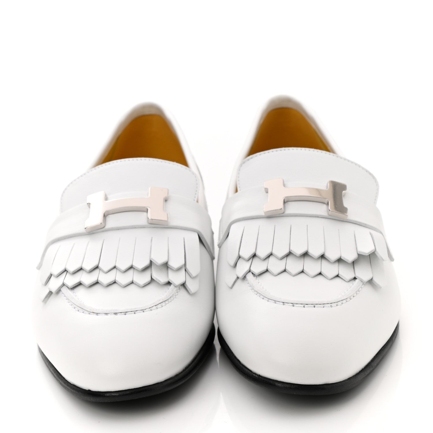 Hermes Calfskin Womens Royal Loafers 38.5 White 2 of 9
