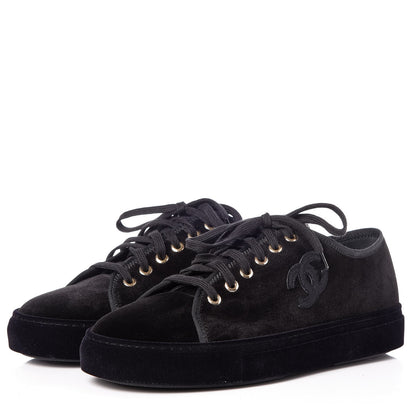 Chanel Velvet CC Sneakers 39 Black 3 of 9