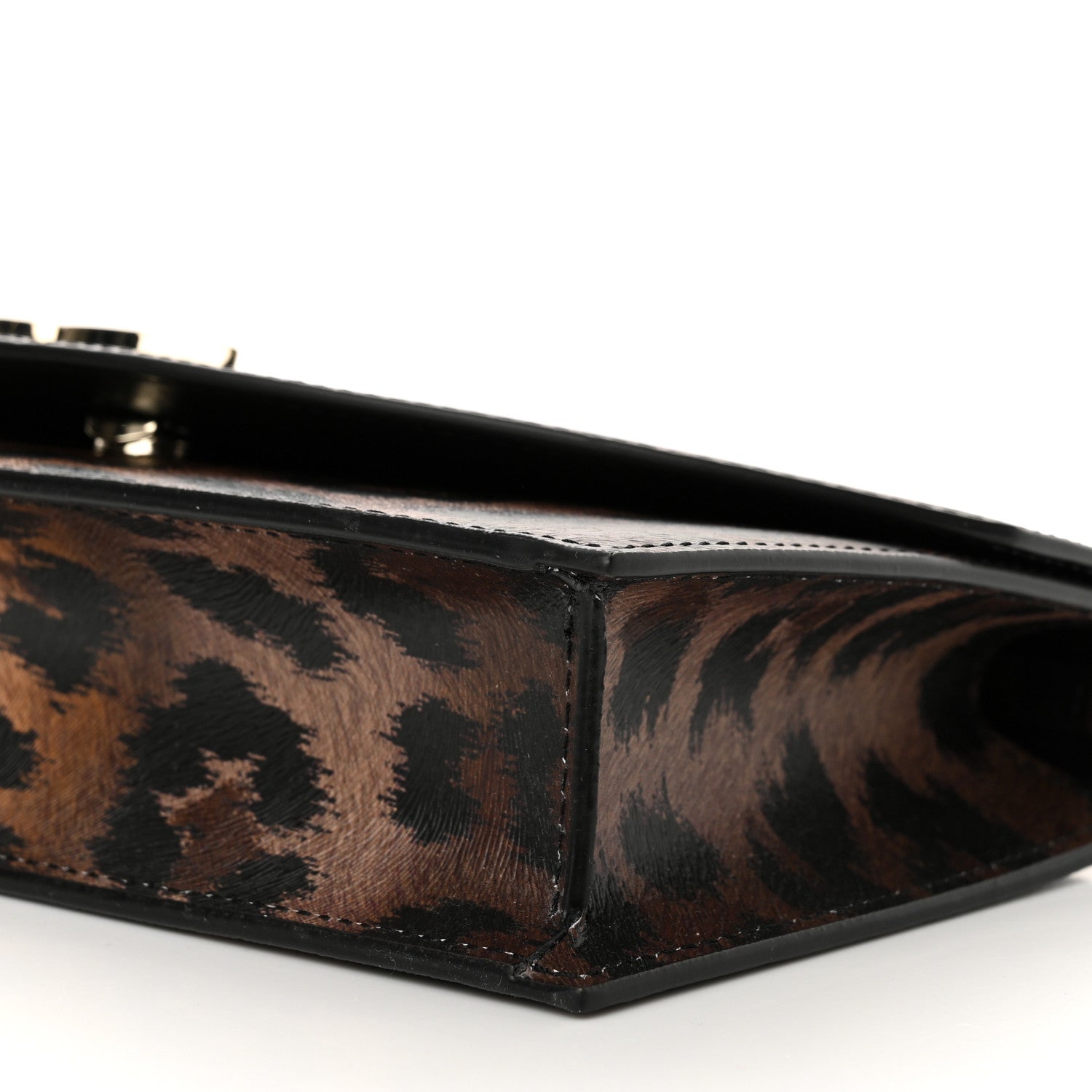 Christian Louboutin Calfskin Kitty Print Loubi54 Crossbody Clutch Brown Gold 9 of 11