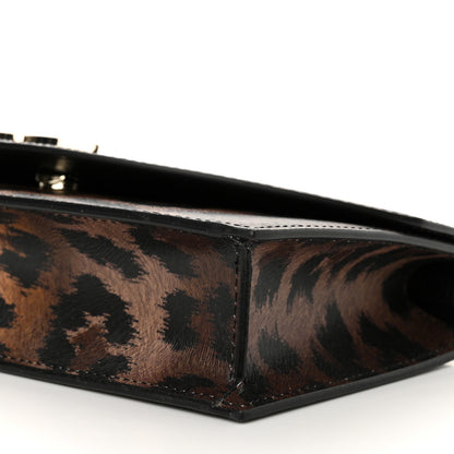 Christian Louboutin Calfskin Kitty Print Loubi54 Crossbody Clutch Brown Gold 9 of 11