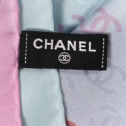 Chanel Silk CC Logo Scarf Pink Blue 2 of 3