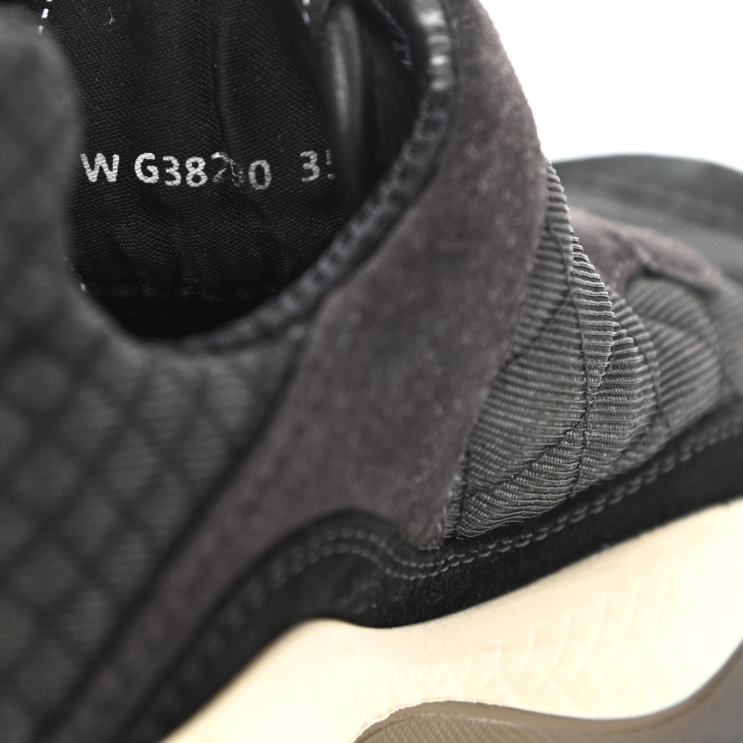 Mesh Suede Calfskin Quilted Sneakers 35 Black Dark Grey