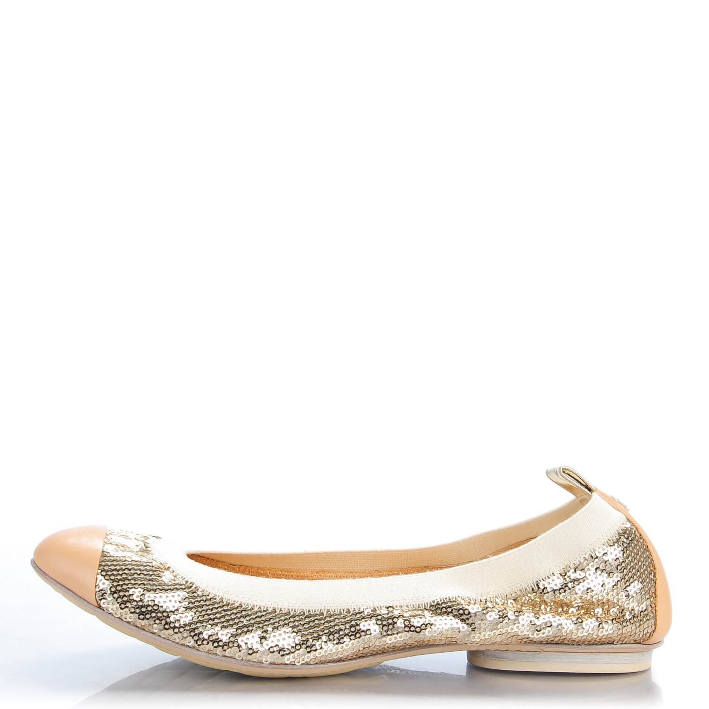 Sequin Lambskin Cap Toe Ballerina Flats 38 Gold