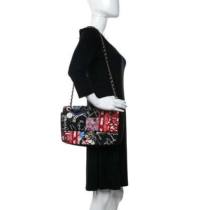 Chanel Fabric Quilted Medium Flap Red Black White 2 of 12