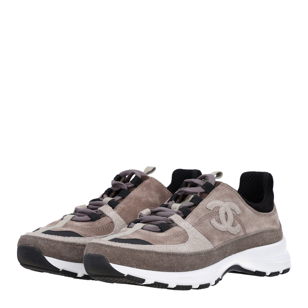 Calfskin Suede CC Sneakers 37 Brown Black