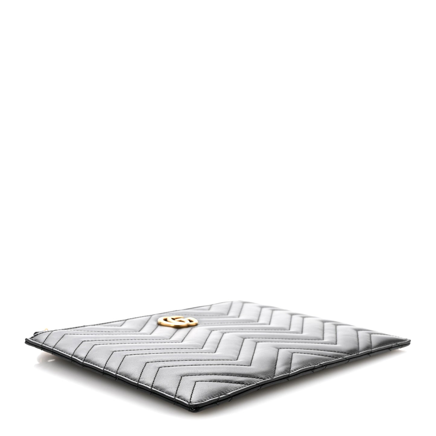 Calfskin Matelasse Large GG Marmont Zip Pouch Black