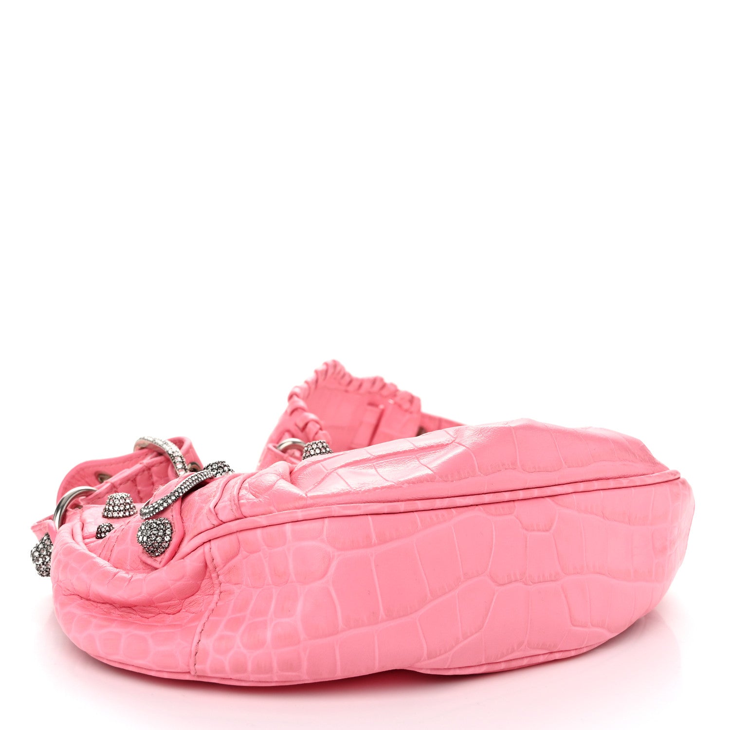 Balenciaga Extra Supple Calfskin Crystal Crocodile Embossed Le Cagole Shoulder Bag XS Sweet Pink 5 of 10