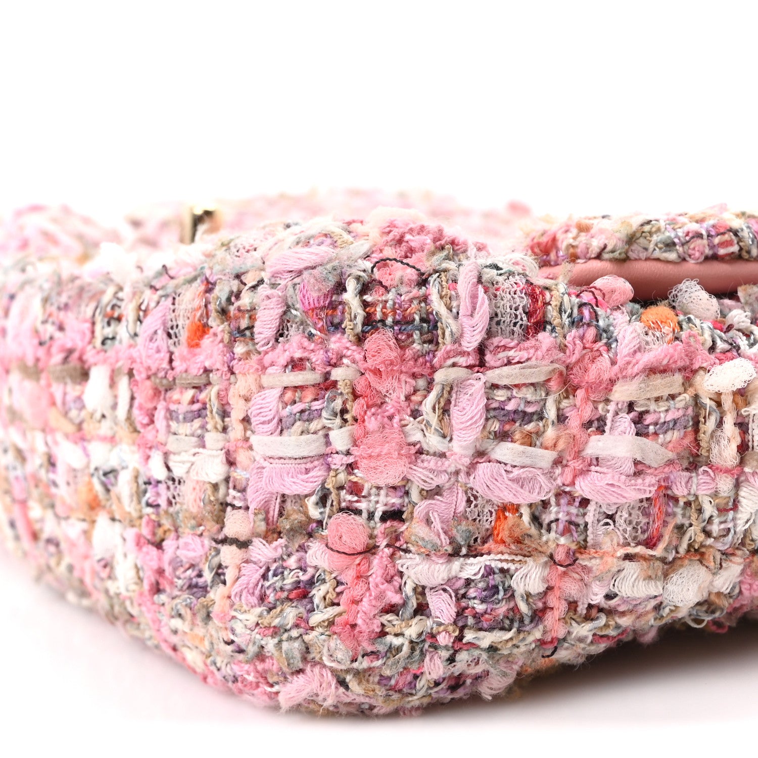 Chanel Tweed Mini Pearl Handle Flap Pink Beige Orange Ecru 10 of 10