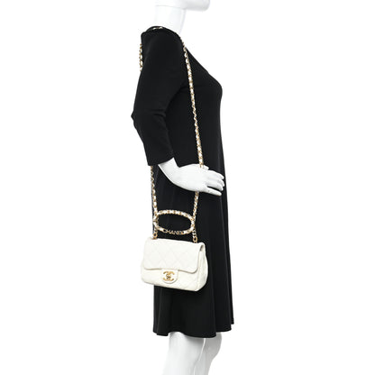 Chanel Lambskin Quilted Logo Mini Flap With Handle White 2 of 20